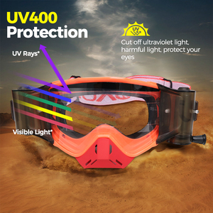 Lunettes de moto Dominator tendance, verres anti-buée UV400, verres interchangeables, sangle réglable, design léger, système ROLL-OFF - Product Image 1