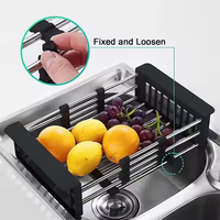 Égouttoir à vaisselle réglable Panier d'égouttage Organisateur de cuisine Étendoir à vaisselle extensible en acier inoxydable antirouille