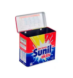 Hinged lid rectangular tin packaging box for detergent & washing powder promotion