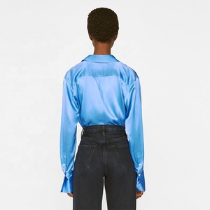 Blusa de manga larga con botones para mujer, camisa de seda de morera real, suelta, de calle, de alta calidad, 100% - Product Image 3