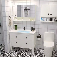 Kustom Modern sederhana desain Hotel grosir mewah gratis berdiri kamar mandi Vanity dengan kabinet kamar mandi kabinet obat