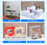 Vitrine de présentation moderne rectangulaire en acrylique transparente sur pied, boîte de rangement pour parfums, figurines d'anime, anti-poussière, avec serrure