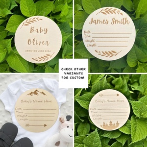 Signe d'annonce <span class=keywords><strong>de</strong></span> bébé en bois pour nouveau-né grand 6 pouces Hello World nouveau-né nom signe pour annonce <span class=keywords><strong>de</strong></span> naissance d'hôpital - Product Image 4