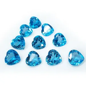 Heart Cut Light Color Swiss Blue Topaz Stone Custom Jewelry Making Colorful Natural Gemstone Loose Sky Blue Topaz