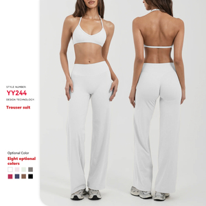 XW-YY244 Customized New Halterneck Yoga Bra <strong>Flared</strong> <strong>Leggings</strong> High Quality Gym Wear Women Sets - Product Image 2