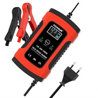 Chargeur de batterie intelligent FOXSUR 12V 5A pour moto et voiture, avec fonction de réparation par impulsions et écran LCD