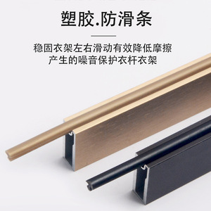 Tringle de penderie moderne en alliage d'aluminium antistatique à fixation murale, avec bride et conception détachable, rail à double amortisseur, quincaillerie de placard - Product Image 3