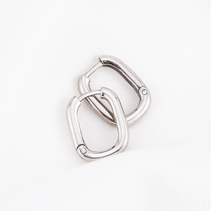 Huggie Earrings Geometric Square <b>Titanium</b> Steel Gold Plated For Men And Women Fashion Jewelry Earrings - Product Image 2