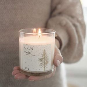 AIKUN Manufacturer <b>Bulk</b> Supply Premium Winter Theme Christmas Glass <b>Candle</b> Fragrance Eco Friendly Soy Wax Glass <b>Candle</b> Jar - Product Image 1