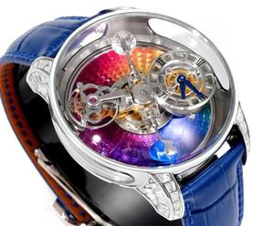 <span class=keywords><strong>Reloj</strong></span> Jacob Celestial Body Rotation de Doble Eje con Tourbillon, Diseño de Panda Chino, Loto y Cielo Estrellado, Totalmente Transparente - Product Image 4
