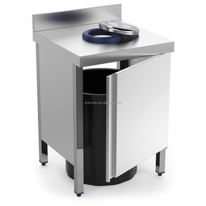 Carrito de Basura para Cocina Comercial, Carro de Acero Inoxidable para Clasificación de Residuos con Anillos de Goma Codificados por Colores para Catering y Restaurantes - Product Image 1