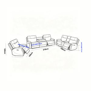 Set <span class=keywords><strong>di</strong></span> Divani Reclinabili <span class=keywords><strong>di</strong></span> Lusso in Vera Pelle, <span class=keywords><strong>Arredamento</strong></span> per Soggiorno con Tavolino Abbattibile e Altoparlante Bluetooth - Product Image 6