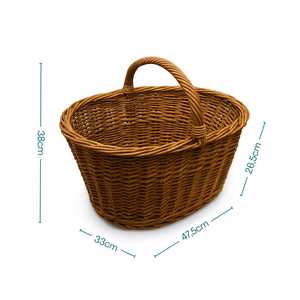<b>Wicker</b> Firewood <b>Basket</b> With <b>Handle</b> 47.5x33x38 Cm Natural Brown Woven <b>Basket</b> - Product Image 2