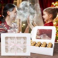 Nouvelle Boîte à Gâteaux Tasse Logo Personnalisé Taille Papier Pliant Fête de Mariage Emballage de Gâteau Transparent Boîtes à Cupcakes Boîte à Gâteau avec Fenêtre