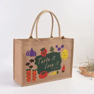 Natural Jute Bag Supplier Fashion Design Beach Reusable Gift Bags for Woman Tote Nature Jute Shopping Bag