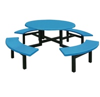 Ensemble de table à manger et chaises rondes en fibre de verre pour 8 personnes