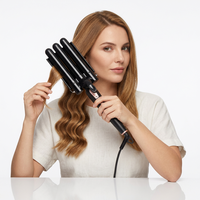 Fer à friser triple barillet avec écran LED pour une coiffure ondulée de 25 mm – Accessoire magique pour cheveux