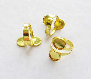 <span class=keywords><strong>Bague</strong></span> en laiton plaqué or tendance, avec monture vide pour <span class=keywords><strong>cabochon</strong></span> de 10 mm, pour la création de bijoux - Product Image 2