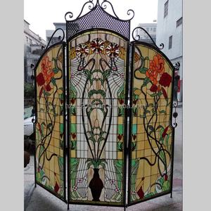 Mampara de Vidrio Artístico Tiffany con Diseño Floral, Plegable en Tres Partes, de 47''*59'', para Bar, Oficina o Sala de Reuniones - Product Image 5