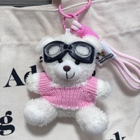 Nouveau Porte-clés LED en Peluche Douce Ours Tendance 2025 – Cadeau Créatif pour Couple avec Appareil Photo Flash