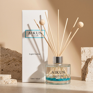 Aikun Clear 120ml Round Glass White Box Water Transfer Any Scent 60-Day Lasting Reed Diffuser Gift Set for Online New Brands - Product Image 1