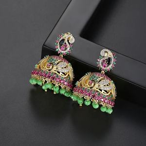 Gros Longue Bohême Indien Jhumka Perlée Gland Goutte Boucles D'oreilles pour Les Femmes De Mariage De Mariée Bling Mode Bijoux Cadeau De Noël - Product Image 1