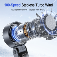 Ventilateur portable rechargeable 3600mAh/4800mAh/5200mAh, 100 vitesses, pliable, avec lumière LED USB Type-C et bouton en plastique