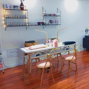 Yüksek kaliteli mavi ve altın manikür masası ve sandalye seti güzellik salonu mobilyası - Product Image 5