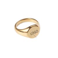 Bagues personnalisées en acier inoxydable plaqué or 18 carats avec logo, disques simples en acier inoxydable poli miroir gravés pour fiançailles et anniversaire