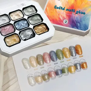 1 pièce, 9 couleurs, gel vernis à ongles solide effet nacré brillant, populaire, semi-permanent, longue tenue, style sirène, art des ongles, soak-off UV&LED - Product Image 2