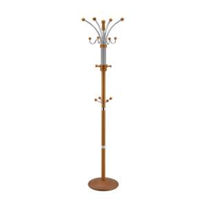 Perchero de pie Db Tall cromado y de madera con acabado en roble, diseño moderno para decoración de entrada - Product Image 1