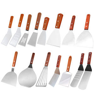 DF30 0630 Precio de Fábrica Colección Completa de Espátulas de Acero Inoxidable con Mangos de Madera Utensilios de Cocina Duraderos para Asar - Product Image 1