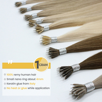 Ekstensi Rambut Remy Micro Beads Nano Tip Virgin Straight Blonde Rambut Asli Berkualitas Tinggi Ring Links
