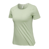 Vêtements de yoga d'été en gros, vêtements de sport décontractés pour femmes, t-shirt à manches courtes respirant léger de couleur unie à col rond, séchage rapide