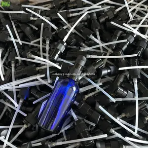 100ml cobalt blue Glass bottles with black plastic lotion pump tamper evident fine mist sprayer perfume atomizer