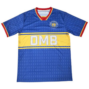 Camisetas de Fútbol Personalizadas Retro Sublimadas Transpirables Azules al por Mayor, Camisetas de Fútbol Auténticas - Product Image 3