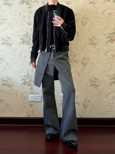 Pantalones acampanados de dos piezas falsos desmontables con <span class=keywords><strong>dobladillo</strong></span> curvo-Imprescindible unisex para Primavera/Verano - Product Image 3