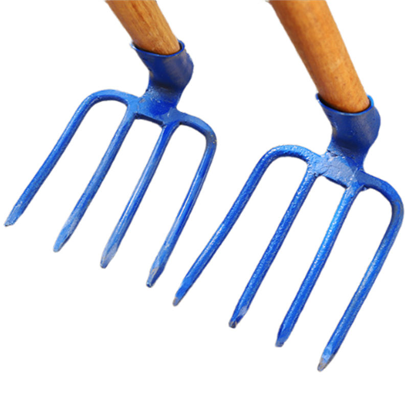 Industrial Steel Four-tooth Rake with Wooden Handle Multi-functional ...