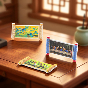Miniature Landscape Creative Scroll-Style Painted Color Art <b>Hanging</b> Decor for Doll Houses Mini Resin Desktop Ornaments Blind Box - Product Image 1