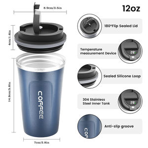 Vaso de <span class=keywords><strong>café</strong></span> de viaje de acero inoxidable personalizado, taza de leche de <span class=keywords><strong>café</strong></span> con pantalla de temperatura inteligente con tapa - Product Image 6