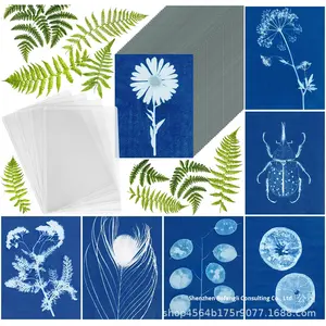 Cross-border A6 Blueprint <strong>Paper</strong> 20 Sheets Sun Printing DIY Handmade Factory Wholesale Art Portfolio Creation Cyanotype Wall Art - Product Image 2