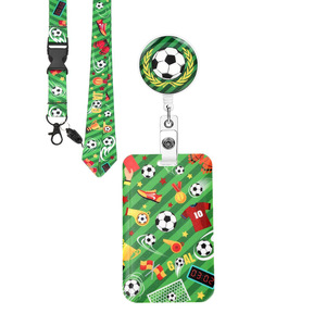 Wholesale 3.2cm round football with back <b>clip</b>, epoxy resin telescopic ID <b>buckle</b>, football cup, staff neck rope - Product Image 1