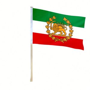 Bandera Histórica Iraní Persa con Corona de León, de Seda y Poliéster Duradero, Impresión Digital UV, Ecológica, Colores Personalizables, para Automóviles - Product Image 1