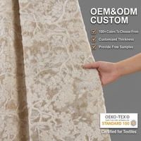 Tissu en velours coupé floral crème 450 à 520 g/m² en polyester tricoté, motif branche de fleur, pour ameublement de canapé, fauteuil d'appoint, décoration d'hôtel