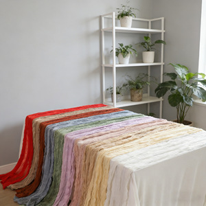 Cross-border Bali tulle pleated table runner, French seersucker cable knit tablecloth, wedding birthday party decorations - Product Image 1