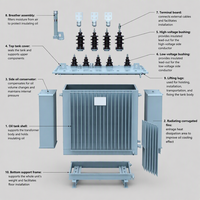 Transformateur immergé dans l'huile S13 450 KVA, transformateur de distribution triphasé, stabilisation de tension pour l'alimentation commerciale