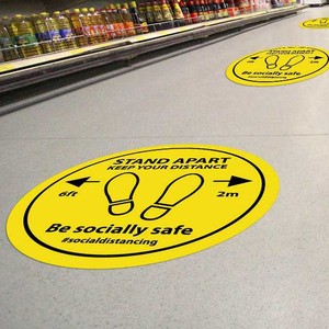 Calcomanías de piso de mármol de distanciamiento <span class=keywords><strong>social</strong></span> de PVC, pegatina de señal de vinilo de seguridad para piso, pegatina antideslizante de distancia de 6 pies - Product Image 2