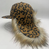 Gorra de Béisbol con Orejeras Personalizadas, Bordado 3D, Gorra con Orejeras de Piel de Leopardo, Gorra de 6 Paneles