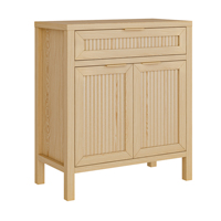 Table console en bois cannelé naturel, directement de l'usine, avec étagère inférieure, idéale pour l'entrée ou comme table de canapé, pour la décoration du couloir