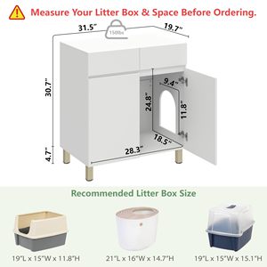 Grande/haute maison pour animaux de compagnie durable, meuble moderne en métal et bois pour litière XL avec tiroir et armoire latérale - Product Image 2